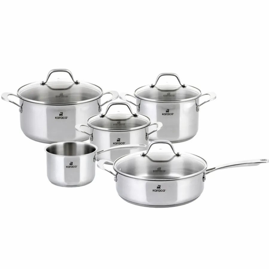 Induction Cookware | Karaca Karaca 9-Piece Stainless Steel Induction Cookware Set, Silver