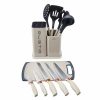 Knife Block Sets | Karaca Karaca Gusto 10 Piece Knife Block Set, Chopping Board And Kitchen Utensil Set, Cream