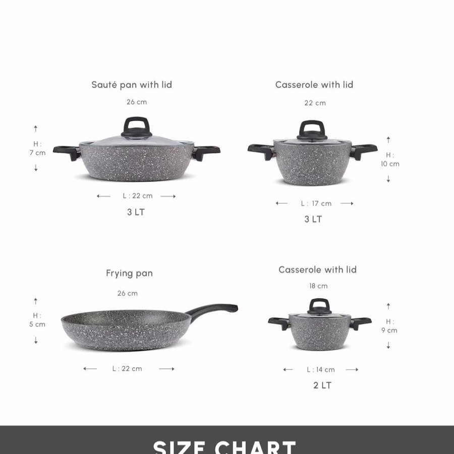 Induction Cookware | Karaca Karaca Gris Biogranite 7-Piece Non-Stick Induction Cookware Set, Grey