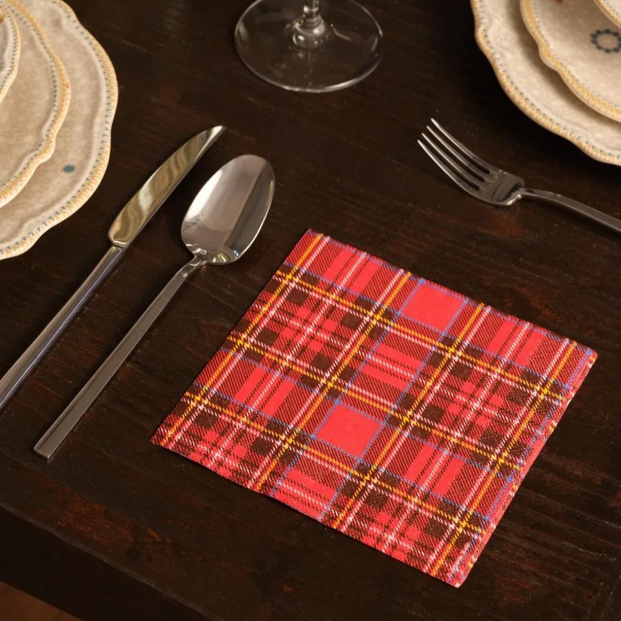 Paper Napkins | Karaca Home Karaca Home New Year Christmas Scottish 20 Piece Paper Napkin Set, 33Cmx33Cm, Red Multi