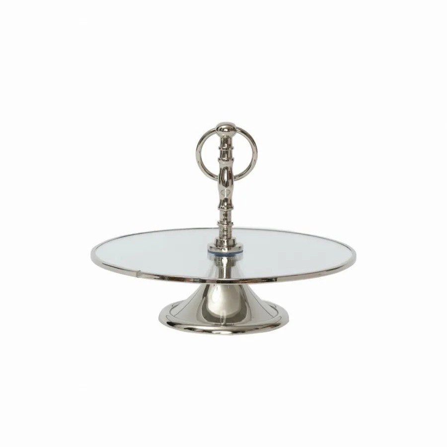 Serving Platters | Karaca Home Karaca Home Line Glass Decorative Cake Stand, 25Cm, Silver Transparent