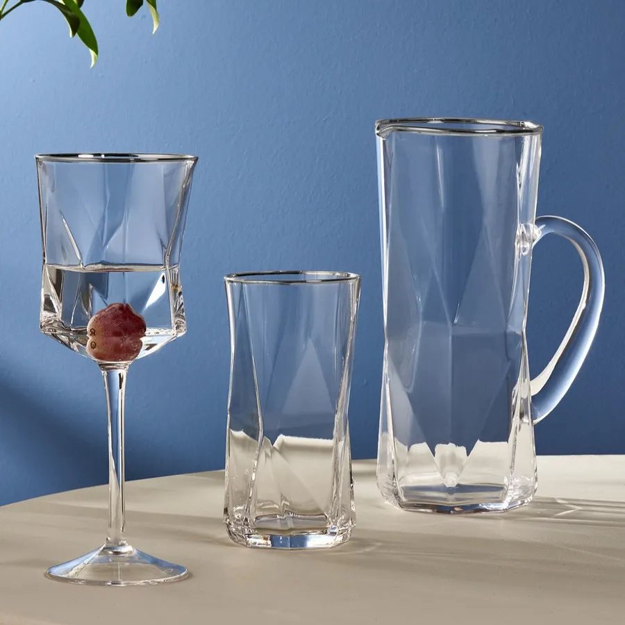 Mixed Glass Sets | Karaca Karaca Parla 25-Piece Glass Set For 12 People, Platinum Transparent