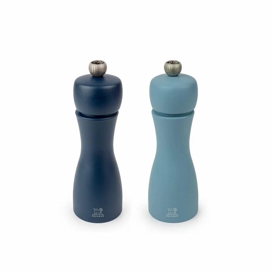 Salt And Pepper Grinders | Peugeot Peugeot 2 Piece Wooden Two Shades Duo Blue Spice Grinder Set, 15Cm, Blue Ice Blue