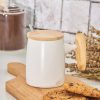 Mugs | Karaca Karaca White Knight Porcelain Mug With Lid And Spoon, 400Ml, White Wood