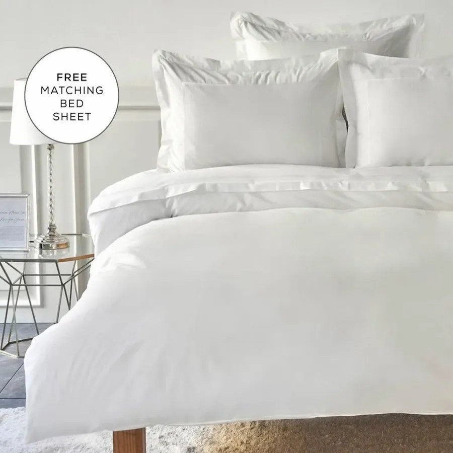 Duvet Cover Sets | Karaca Home Karaca Home Moonrise White Collection 100% Turkish Cotton Duvet Cover Set With Bed Sheet, Double, White