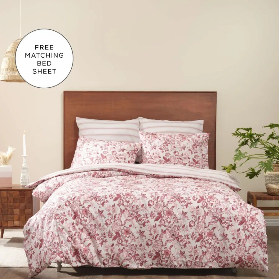 Duvet Cover Sets | Sarah Anderson Carina Madison Purify Duvet Cover Set With Bed Sheet, Single, Pink Multi