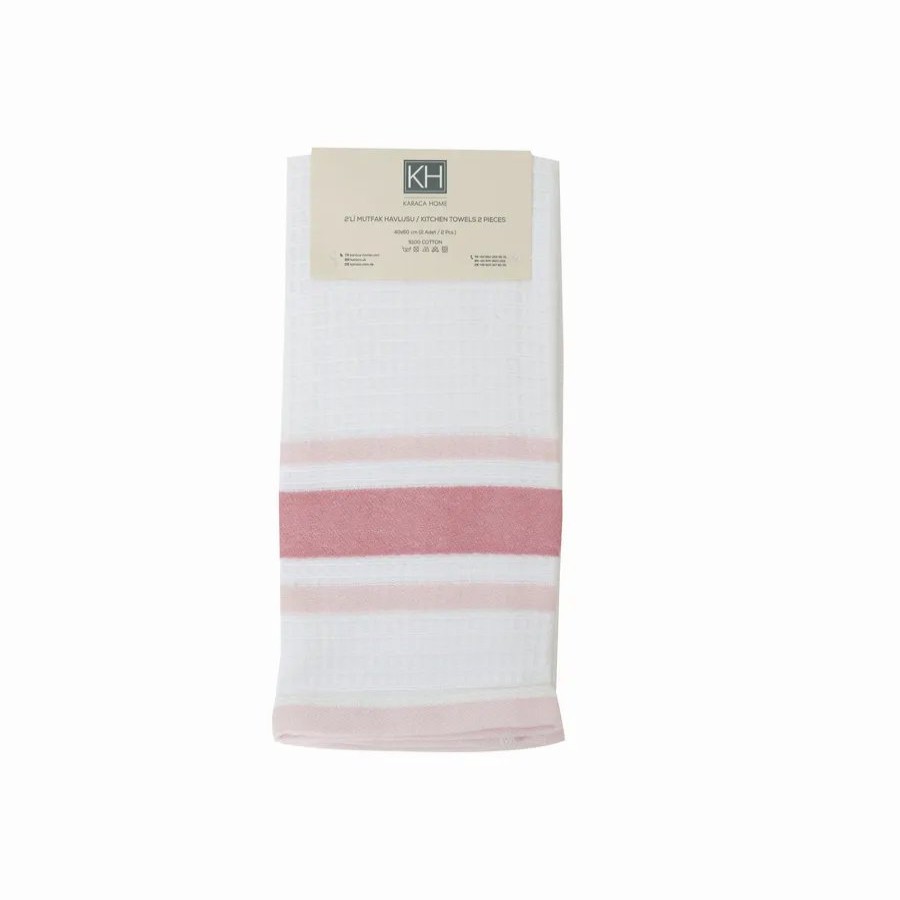 Towel Sets | Karaca Home Karaca Home Swiss 100% Turkish Cotton Kitchen Towel Set, 2 Piece, 60Cmx40Cm, Powder White