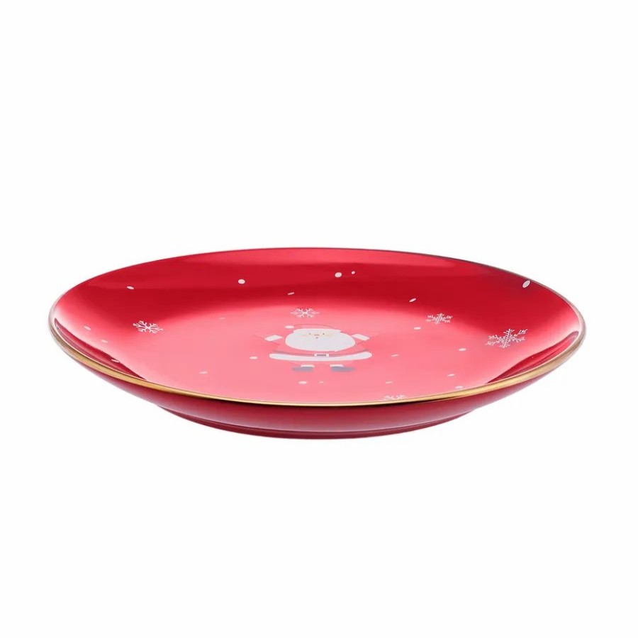 Dinner Plates | Karaca Karaca New Year Christmas New Generation Bone Golden Line Dinner Plate, 27Cm, Red Multi