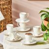 Espresso&Turkish Coffee Cup Sets | Karaca Karaca Porcelain Espresso Turkish Coffee Cup Set For 6 People, 12 Piece, 85Ml, White Gold