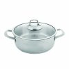 Pots | Karaca Karaca Bianca 304 Stainless Steel Induction Shallow Casserole With Lid, 24Cm, Silver