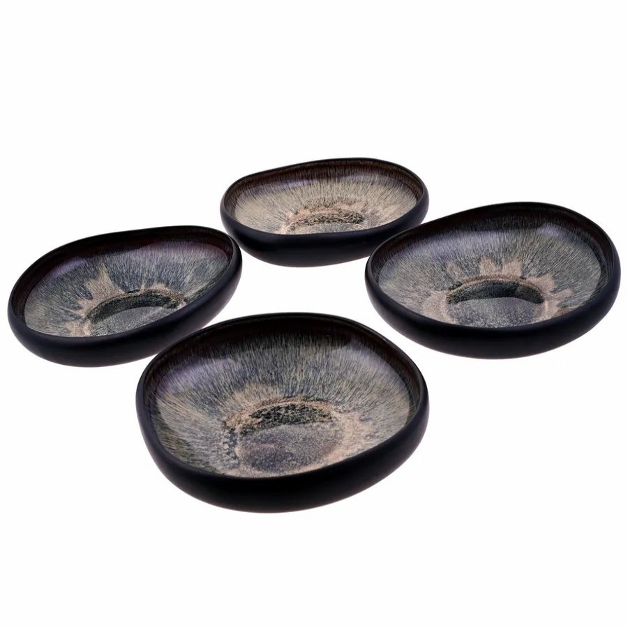 Pasta Bowls | Karaca Karaca Galactic Reactive Glaze Pasta Bowl Set For 4 People, 21Cm, Black Multi