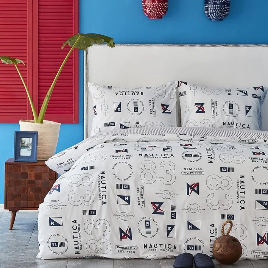 Duvet Cover Sets | Nautica Home Nautica Discovery 100% Turkish Cotton Duvet Cover Set, King, 230Cmx220Cm, White Multi