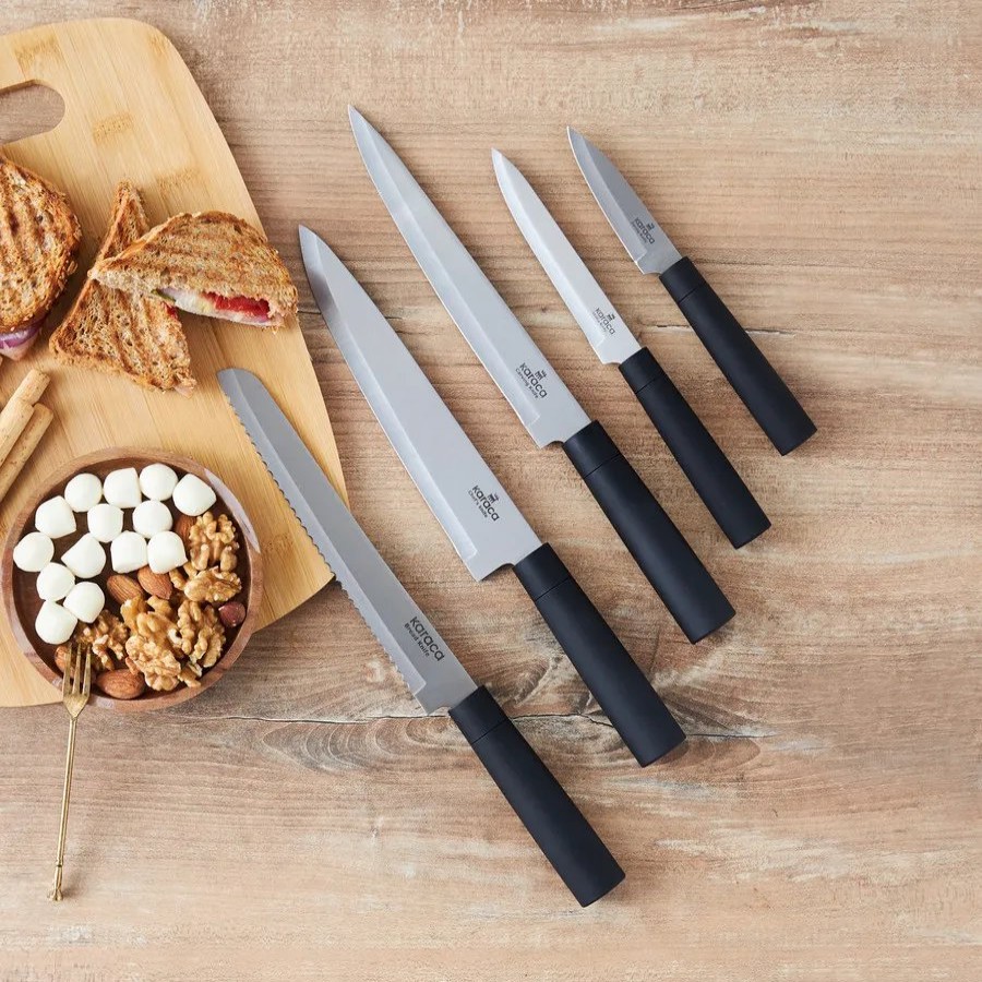 Knife Block Sets | Karaca Karaca Grammy Knife Block Set, 5 Piece, Inox Black