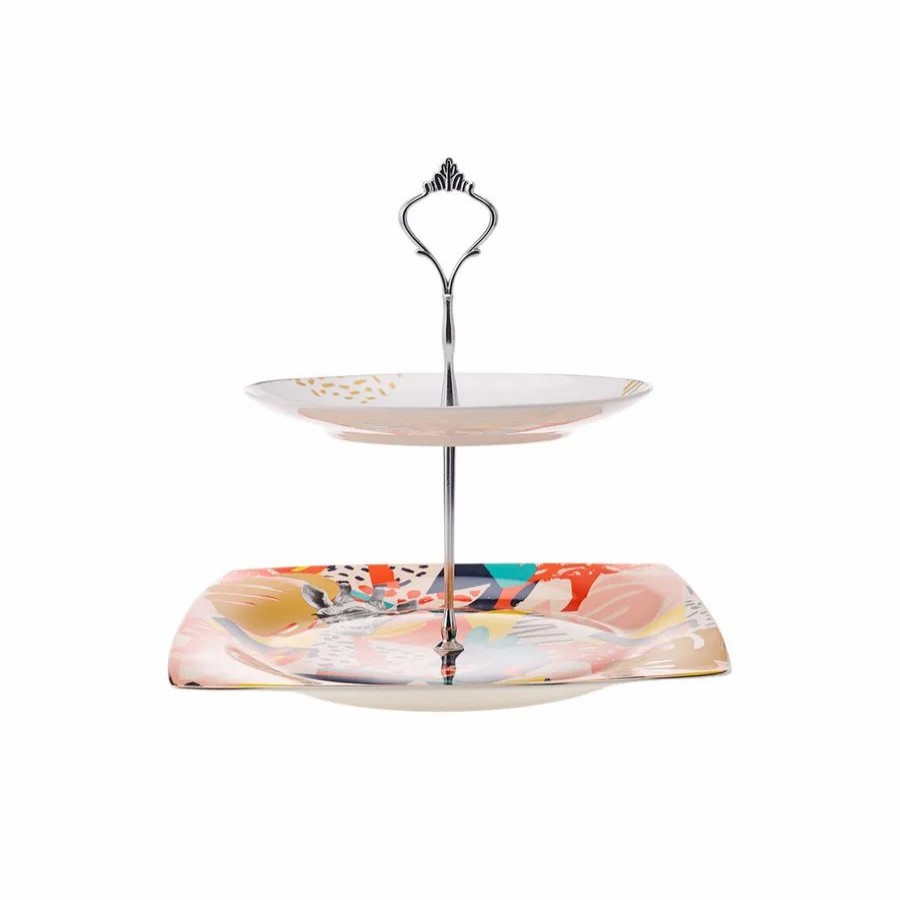 Serving Platters | Karaca Karaca Zazu Porcelain 2-Tier Cake Stand, 26Cm, Multi