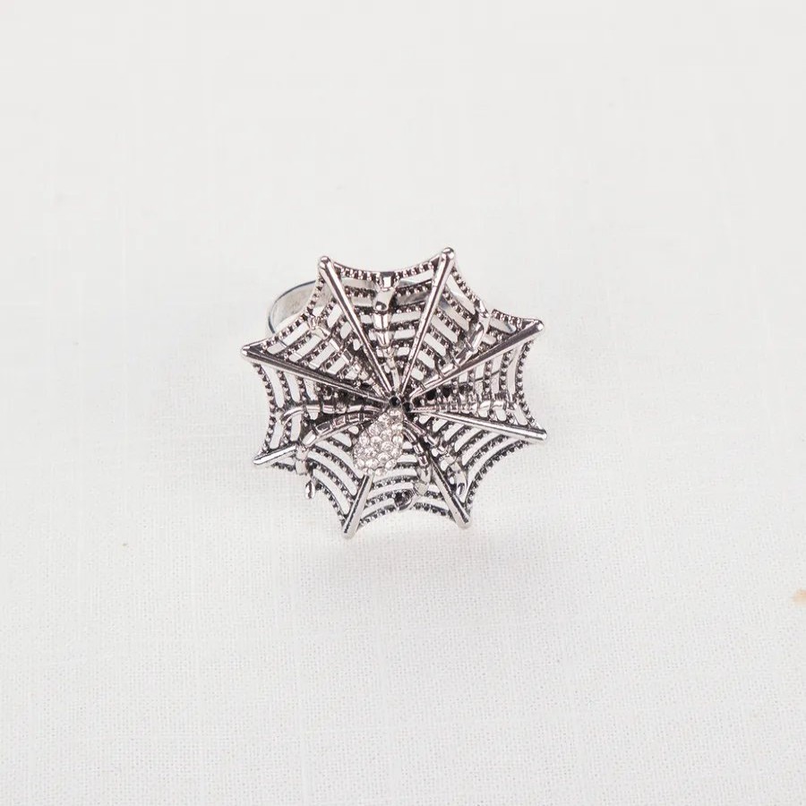 Napkin Rings | Karaca Karaca Halloween Spiderweb Napkin Ring Set, 4 Piece, 6.5Cm, Silver Multi