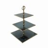 Serving Platters | Karaca Home Karaca Home Line Glass Decorative 3-Tier Cake Stand, 25Cm, Black Gold