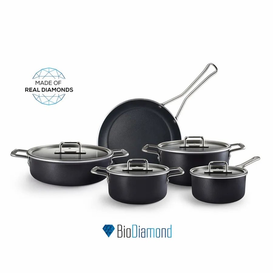 Biodiamond Cookware Sets | Karaca Karaca Mastermaid Biodiamond 13-Piece Cookware Set, Shiny Black Silver