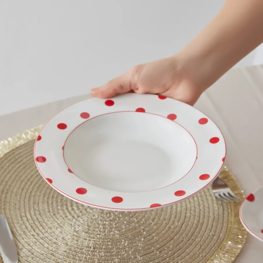 Pasta Bowls | Karaca Karaca Polka Dot Porcelain Pasta Bowl, 22Cm, White Multi