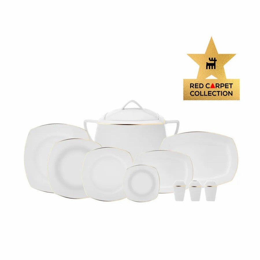 Porcelain Dinner Sets | Karaca Karaca Red Carpet Collection Chiara Fine Cream 60-Piece Fine Cream Dinner Set For 12 People, Porcelain,Gold