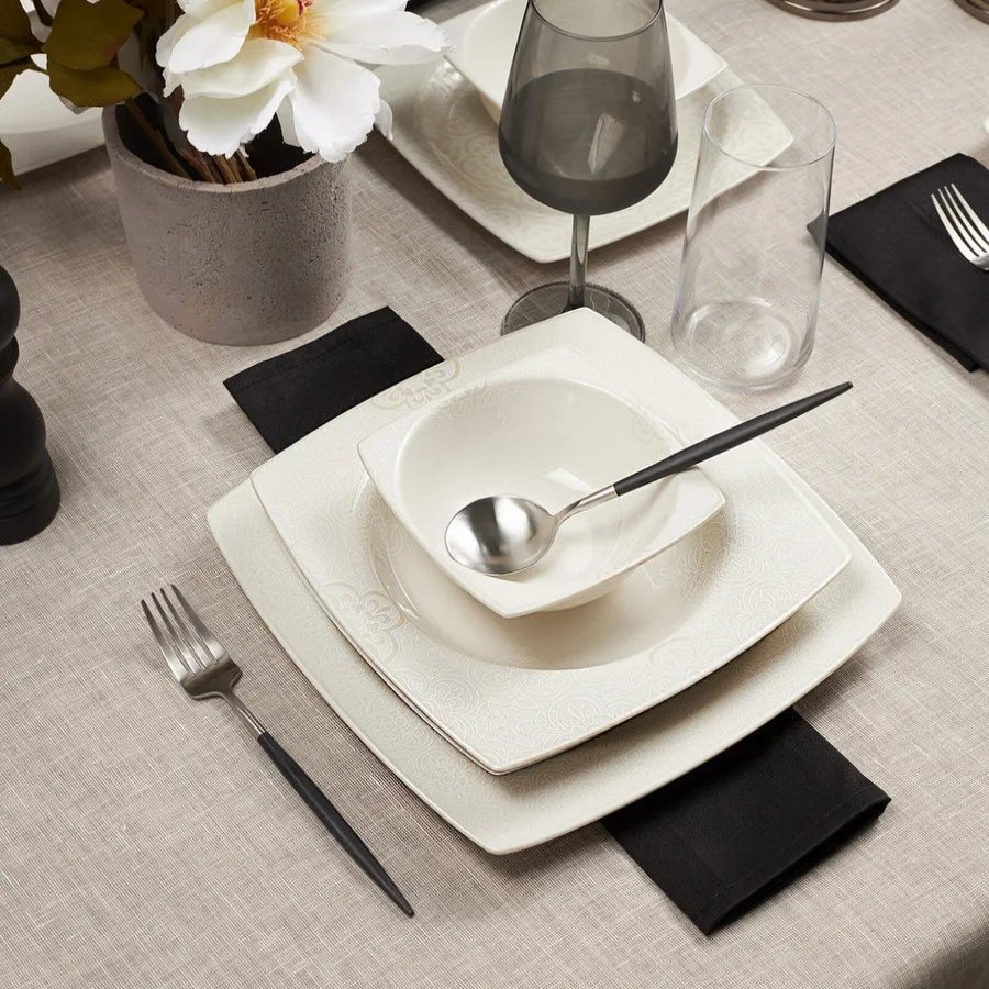 Porcelain Dinner Sets | Karaca Karaca Royal Lace 24-Piece Porcelain Dinner Set For 6 People, White