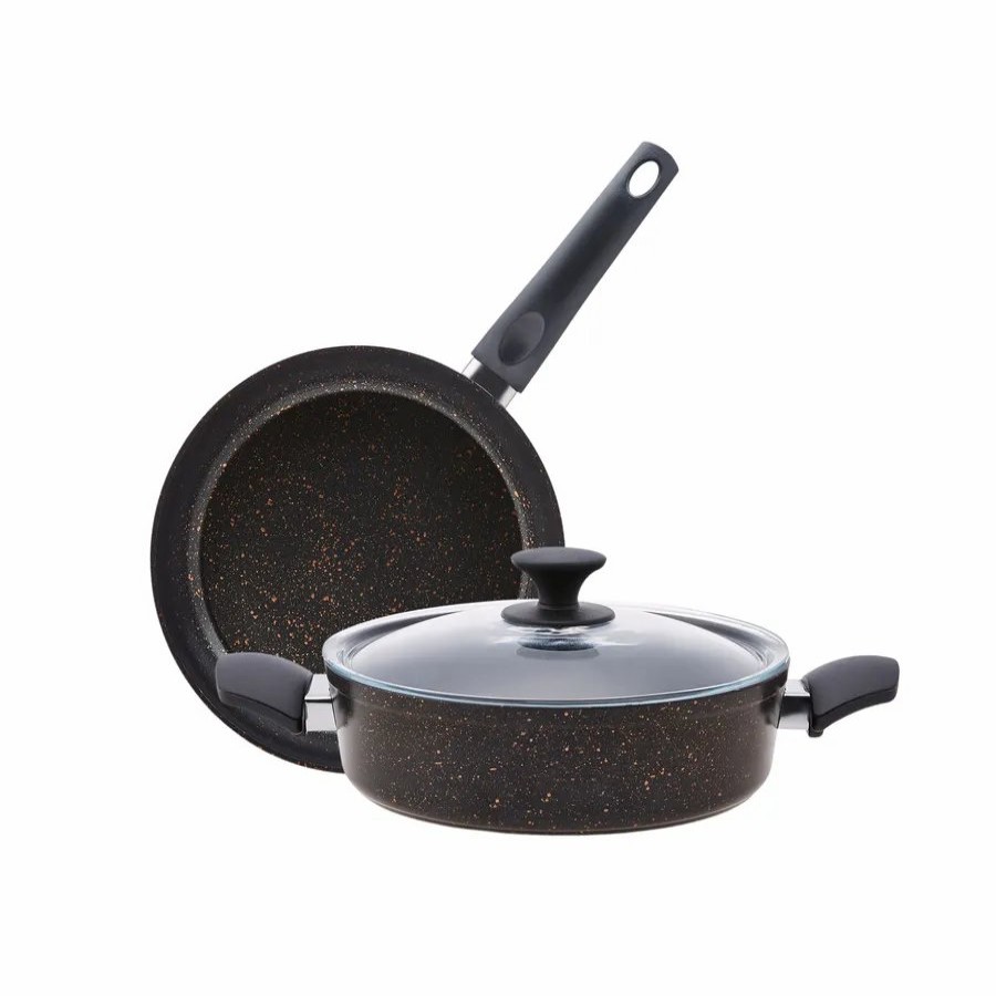 Induction Cookware | Karaca Karaca Biogranite Black Gold 3-Piece Induction Cookware Set, Black Gold