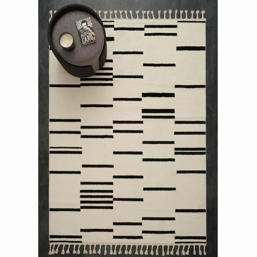 Modern Rugs | Kasmir Rugs Kasmir Rugs 724 Four Seasons Blanca Rug, 200Cmx290Cm, Cream Black