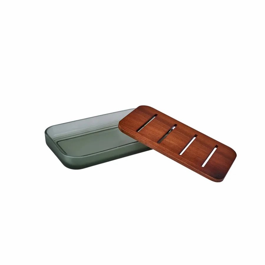 Bath Accessories | Karaca Karaca Abiete Glass Soap Dish, 14.22Cmx9.88Cmx3.04Cm, Green Multi