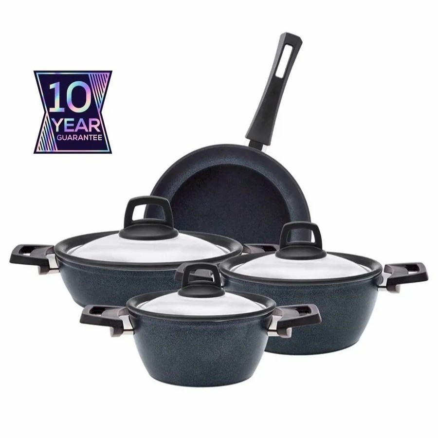 Induction Cookware | Karaca Karaca Biodiamond Powerful 7-Piece Induction Antibacterial Handle Cookware Set, Black