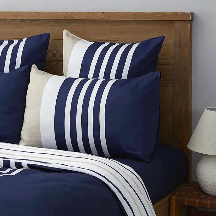 Duvet Cover Sets | Nautica Home Nautica Aport 100% Turkish Cotton Duvet Cover Set, Single, 140Cmx200Cm, Navy Blue Multi