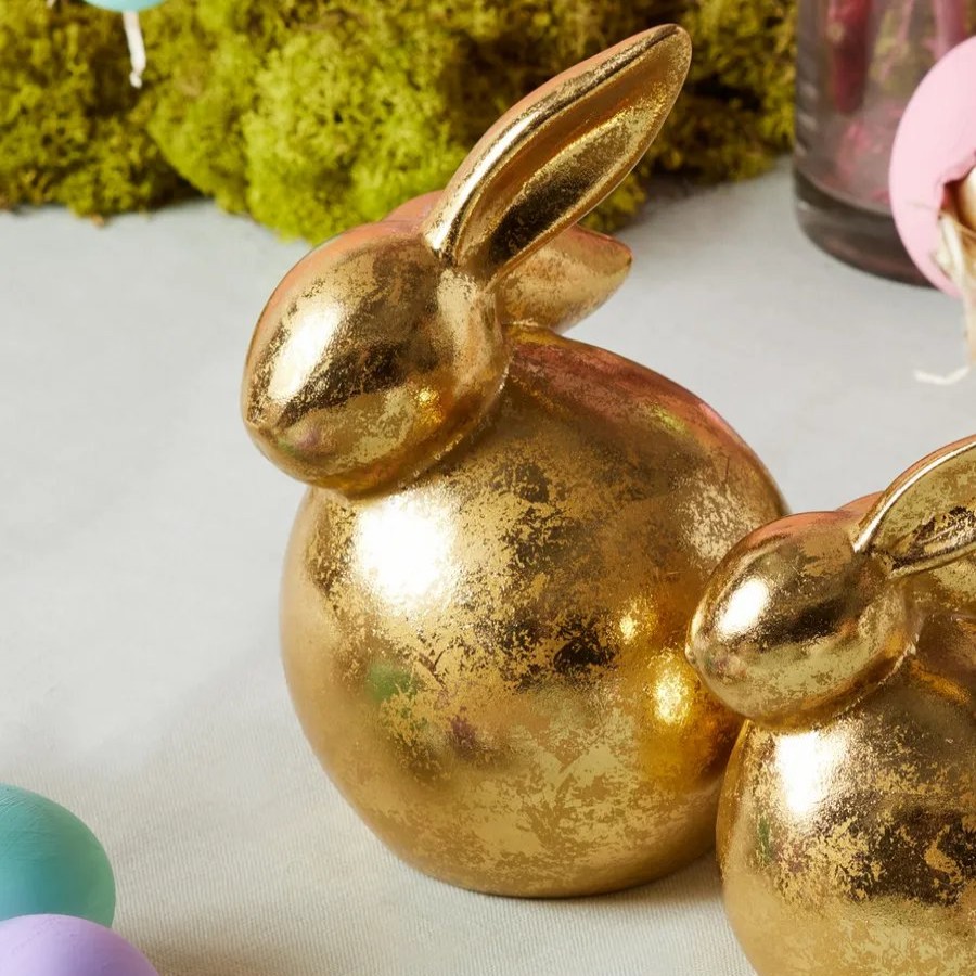 Ornaments | Karaca Karaca Easter Decorative Rabbit Trinket, 13Cm, Gold