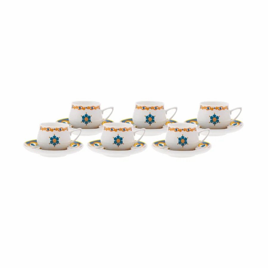 Espresso&Turkish Coffee Cup Sets | Karaca Karaca Gailo 12 Piece Porcelain Espresso Turkish Coffee Cup Set For 6 People, 90Ml, Multi