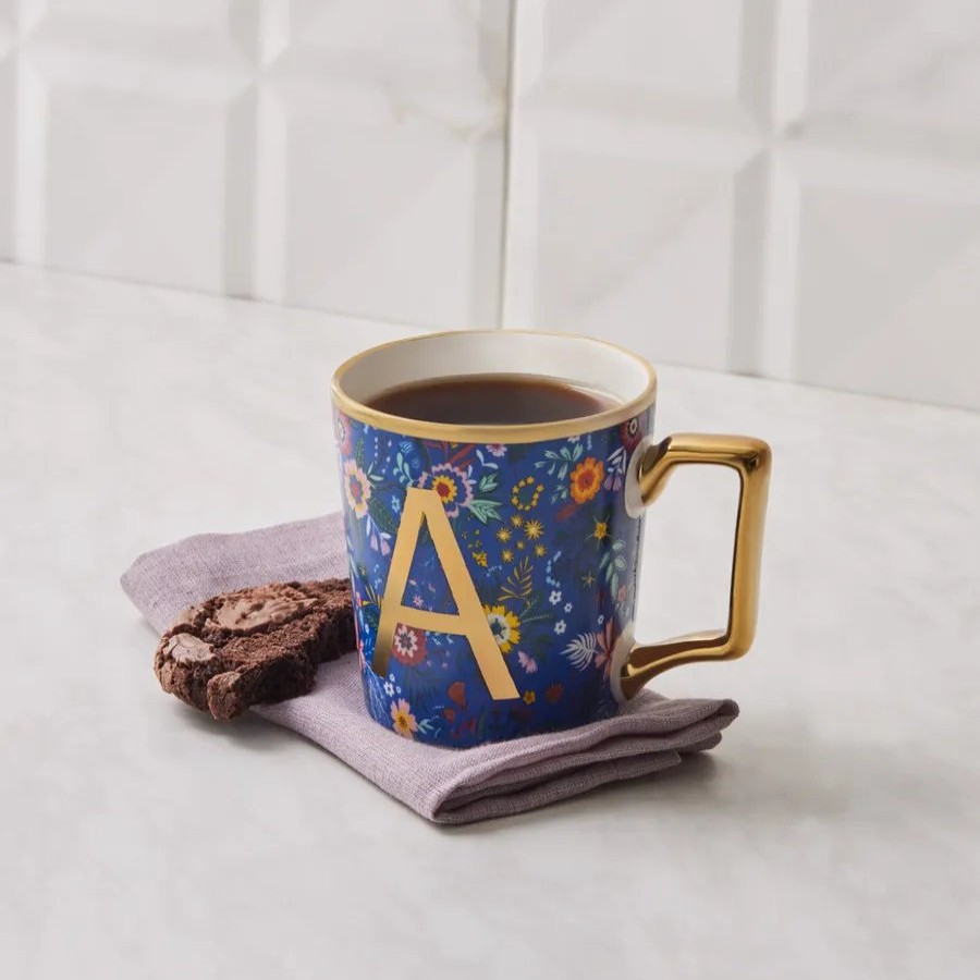 Mugs | Karaca Karaca Flower Porcelain Letter A Mug, 350Ml, Multi