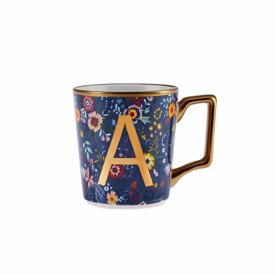 Mugs | Karaca Karaca Flower Porcelain Letter A Mug, 350Ml, Multi