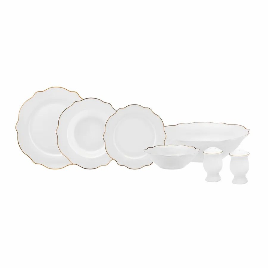 New Generation Bone China Dinner Sets | Karaca Karaca Daisy 27-Piece New Generation Bone China Dinner Set For 6 People, White Gold