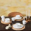 New Generation Bone China Dinner Sets | Karaca Karaca Punto Embossed 16-Piece New Generation Bone China Dinner Set For 4 People, White