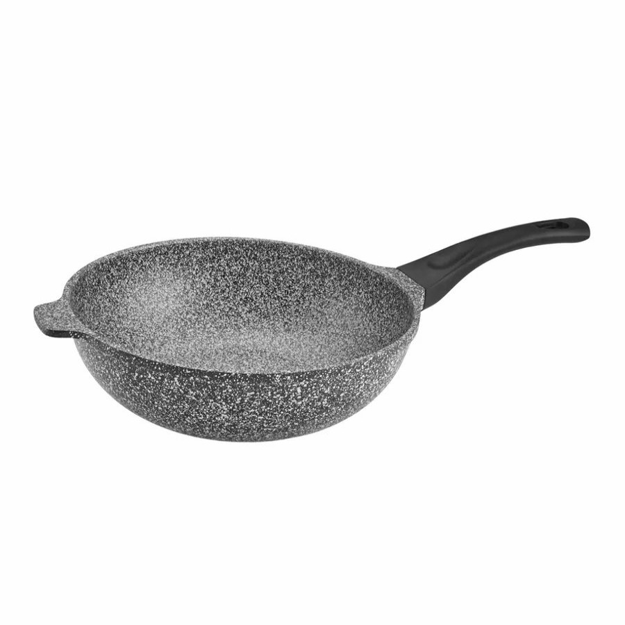 Pans | Karaca Karaca Serra Biogranite Induction Wok Pan, 28Cm, Grey