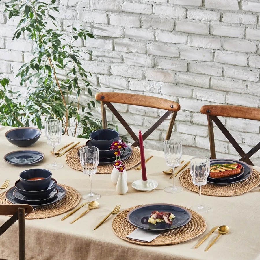 Stoneware Dinner Sets | Karaca Karaca Hamburg 16-Piece Stoneware Dinner Set For 4 People, Black Multi