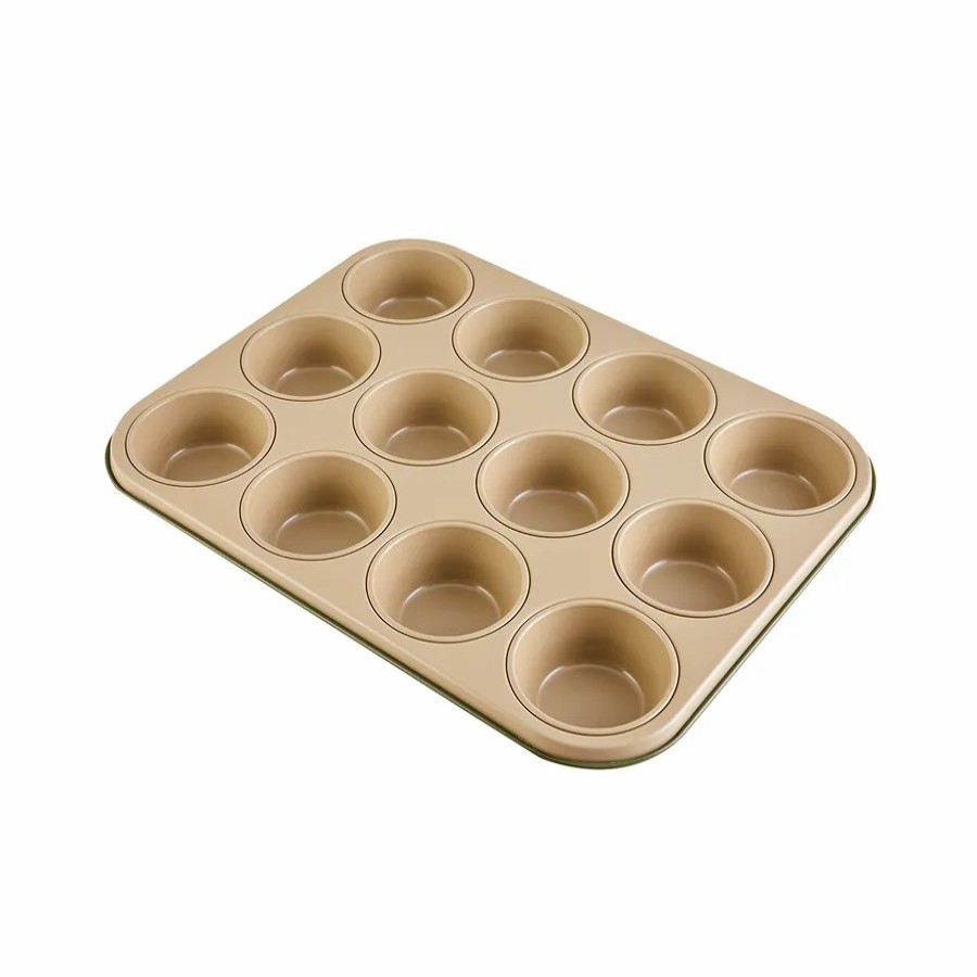 Cake Tins | Karaca Karaca Jennese Non-Stick Metal Muffin Sheet, 35Cmx27Cm, Green