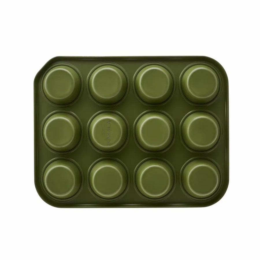 Cake Tins | Karaca Karaca Jennese Non-Stick Metal Muffin Sheet, 35Cmx27Cm, Green