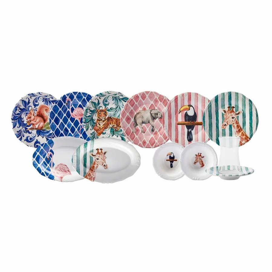 Stoneware Breakfast Sets | Karaca Karaca Animal Carnival 26 Piece Stoneware Breakfast Serveware Set For 6 People, Multi