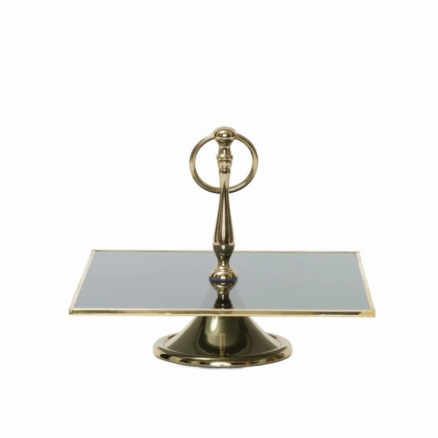 Serving Platters | Karaca Home Karaca Home Line Glass Decorative Cake Stand, 25Cm, Gold Black