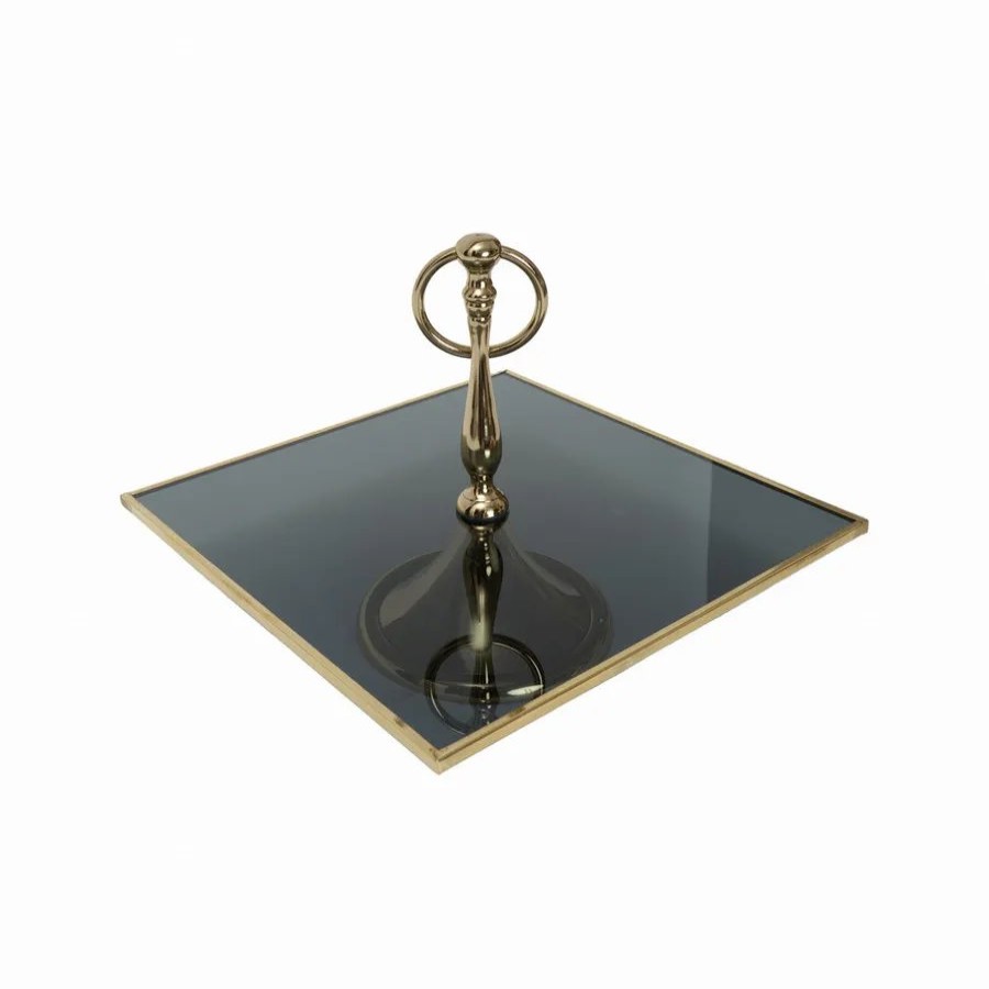 Serving Platters | Karaca Home Karaca Home Line Glass Decorative Cake Stand, 25Cm, Gold Black