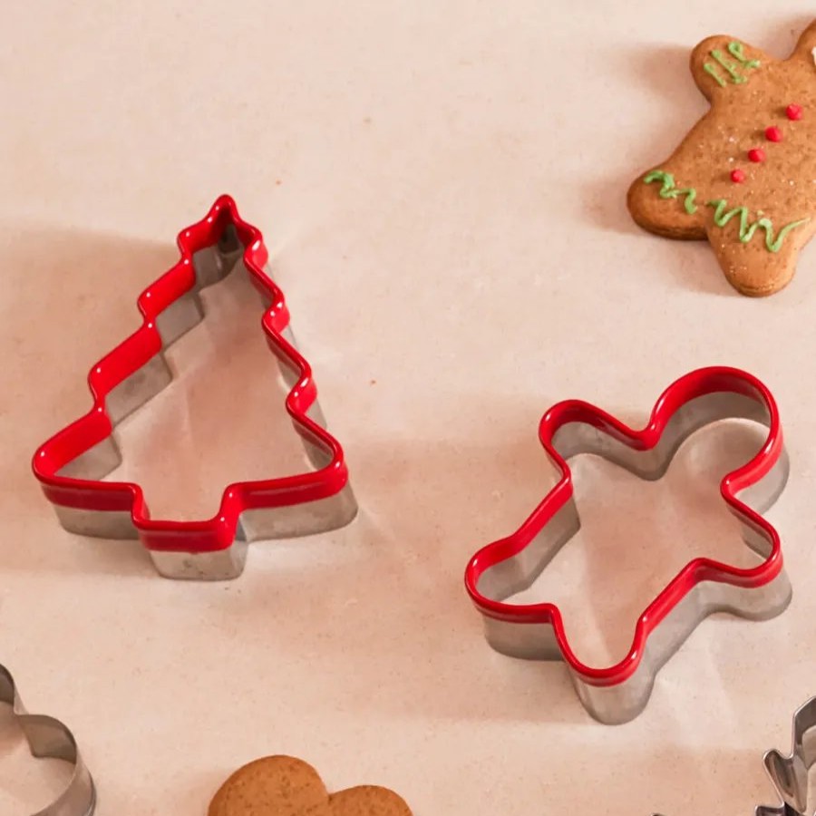 Baking Accessories | Karaca Karaca New Year Christmas X-Mas Stainless Steel Cookie Cutter Set, 2 Piece, 9.5Cm, Silver Red