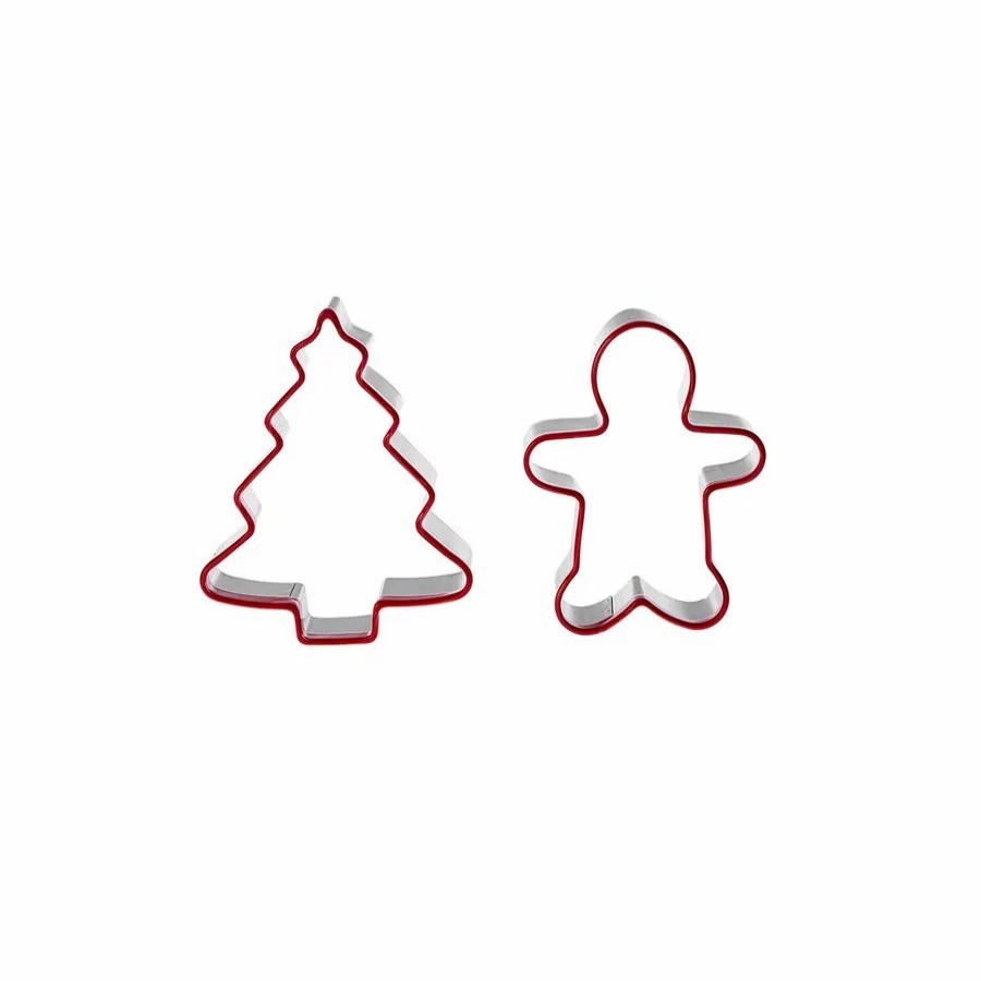 Baking Accessories | Karaca Karaca New Year Christmas X-Mas Stainless Steel Cookie Cutter Set, 2 Piece, 9.5Cm, Silver Red