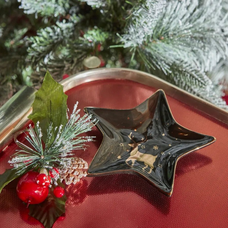 Decorative Plates | Karaca Home Karaca Home New Year Christmas Star Ceramic Decorative Plate, 15Cm, Black Gold