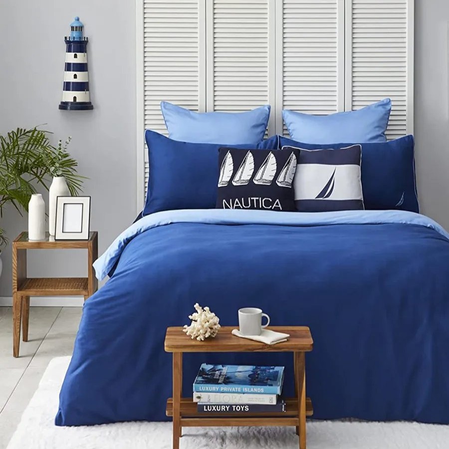 Duvet Cover Sets | Nautica Home Nautica Creek 100% Turkish Cotton Duvet Cover Set, King, 230Cmx220Cm, Blue Navy Blue