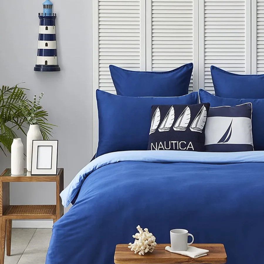 Duvet Cover Sets | Nautica Home Nautica Creek 100% Turkish Cotton Duvet Cover Set, King, 230Cmx220Cm, Blue Navy Blue