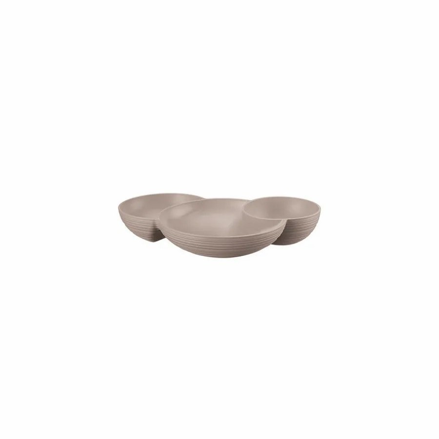 Bowls | Guzzini Guzzini Tierra 3-Compartment Snack Bowl, Brown