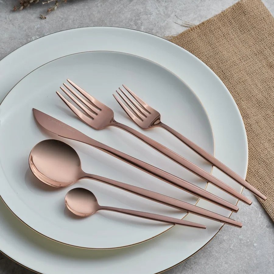 Cutlery Sets | Karaca Karaca Orion 30 Piece Stainless Steel Cutlery Set For 6 People, Shiny Rose Gold