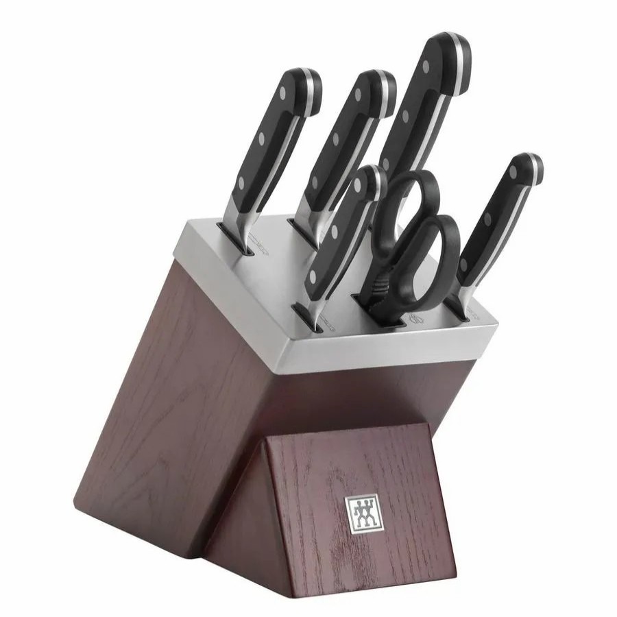 Knife Sets | Zwilling Zwilling Pro 7 Piece Knife Block Set With Kis Technology, Black Silver